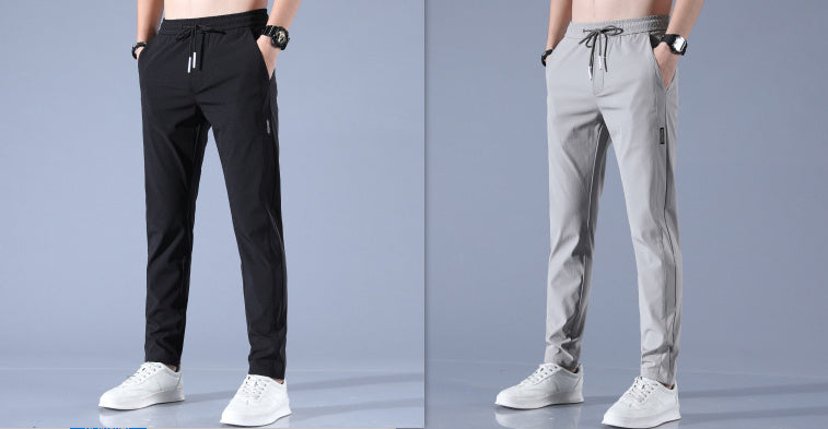 Summer Ice Silk Men's Stretch Breathable Straight Sports Trousers - My Store