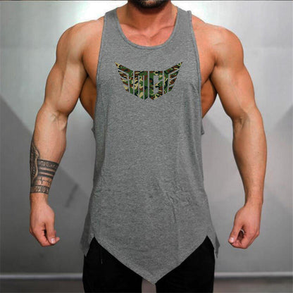 Camouflage Wings Muscle Men Sports Fitness Vest Casual Loose