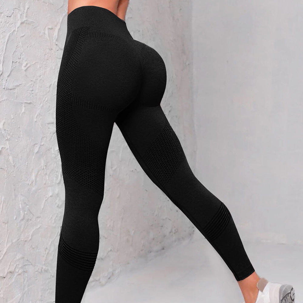 High Waist Seamless Yoga Pants Women's Solid Color Dot Striped Print Butt Lifting Leggings Fitness Running Sport Gym Legging Outfits - My Store