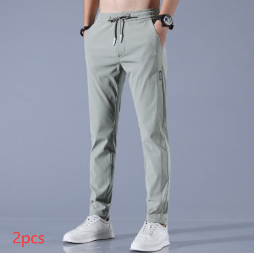 Summer Ice Silk Men's Stretch Breathable Straight Sports Trousers - My Store