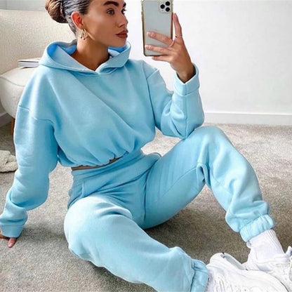 Jogging Suits For Women 2 Piece Sweatsuits Tracksuits Sexy Long Sleeve HoodieCasual Fitness Sportswear - My Store