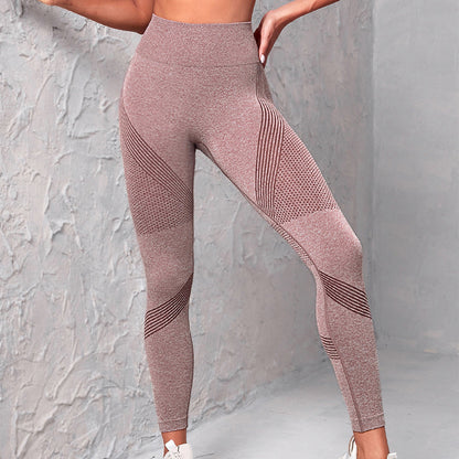 High Waist Seamless Yoga Pants Women's Solid Color Dot Striped Print Butt Lifting Leggings Fitness Running Sport Gym Legging Outfits - My Store