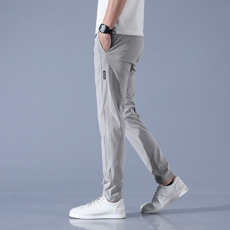 Summer Ice Silk Men's Stretch Breathable Straight Sports Trousers - My Store