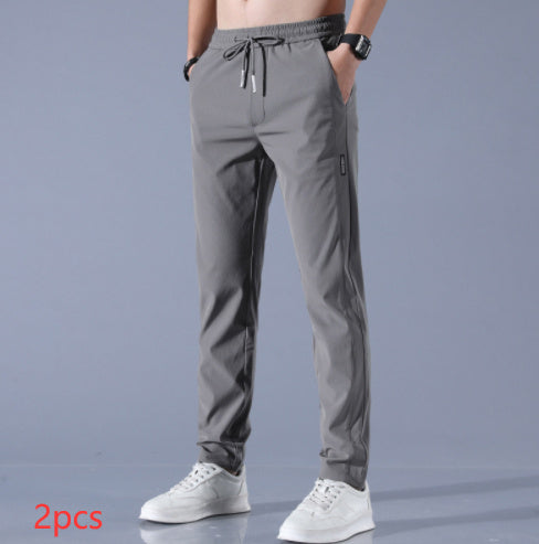 Summer Ice Silk Men's Stretch Breathable Straight Sports Trousers - My Store