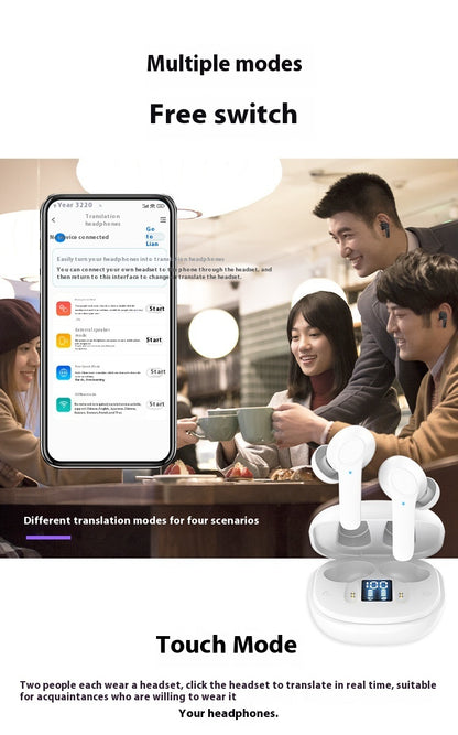 Wireless Bluetooth-compatible Translation Headphones Portable In-ear Translator - My Store