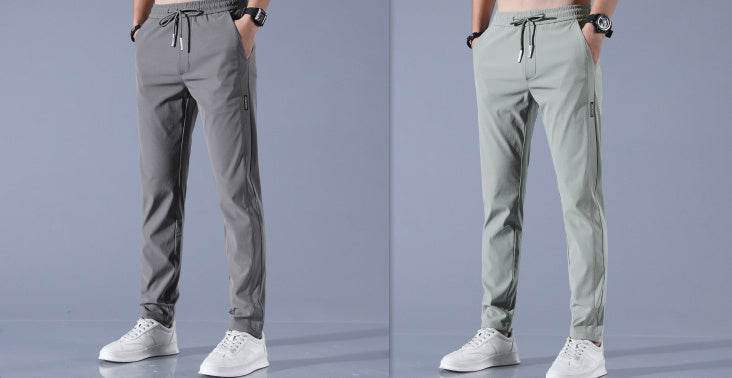 Summer Ice Silk Men's Stretch Breathable Straight Sports Trousers - My Store