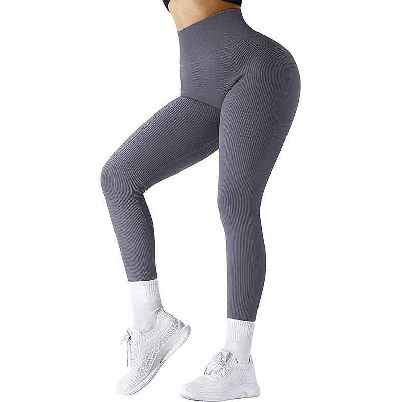 High Waist Seamless Leggings Threaded Knitted Fitness Pants Solid Women's Slimming Sports Yoga Pants Elastic Running Sport Leggings - My Store