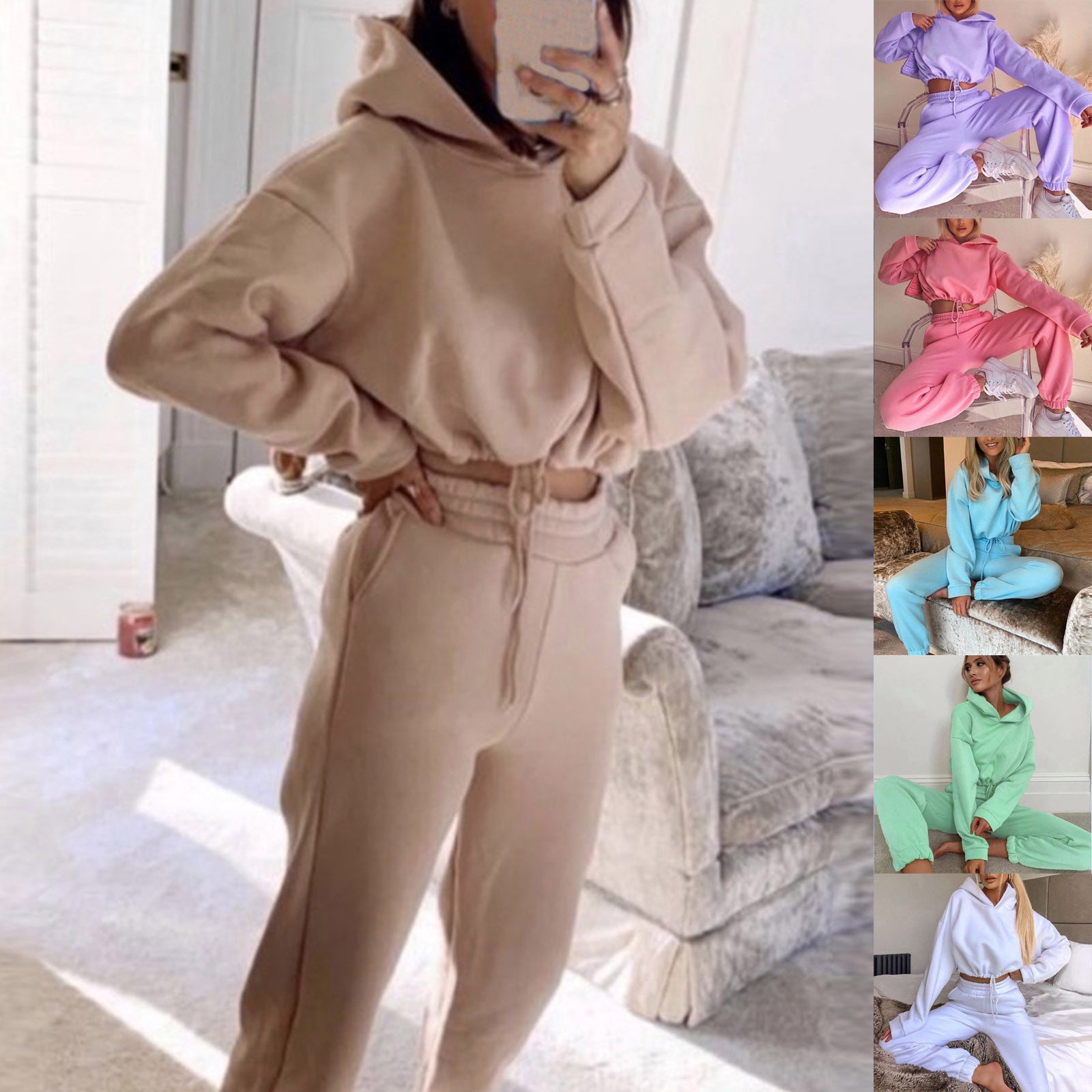 Jogging Suits For Women 2 Piece Sweatsuits Tracksuits Sexy Long Sleeve HoodieCasual Fitness Sportswear - My Store