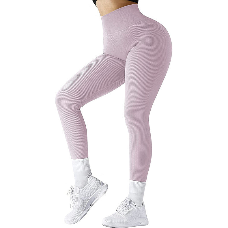 High Waist Seamless Leggings Threaded Knitted Fitness Pants Solid Women's Slimming Sports Yoga Pants Elastic Running Sport Leggings - My Store