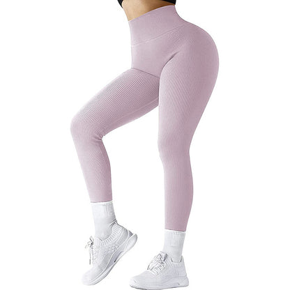 High Waist Seamless Leggings Threaded Knitted Fitness Pants Solid Women's Slimming Sports Yoga Pants Elastic Running Sport Leggings - My Store