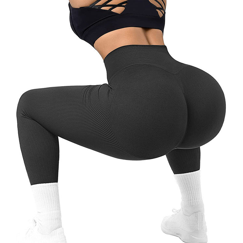 High Waist Seamless Leggings Threaded Knitted Fitness Pants Solid Women's Slimming Sports Yoga Pants Elastic Running Sport Leggings - My Store