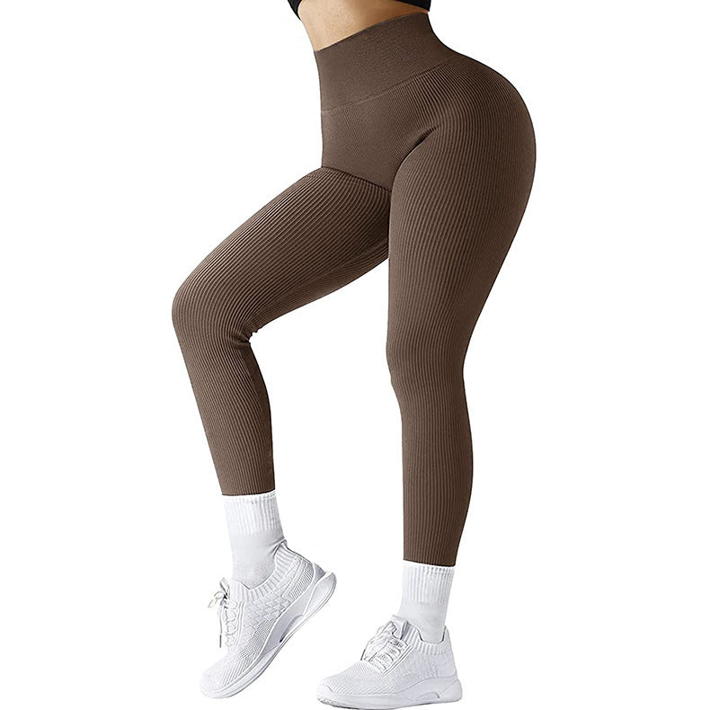 High Waist Seamless Leggings Threaded Knitted Fitness Pants Solid Women's Slimming Sports Yoga Pants Elastic Running Sport Leggings - My Store