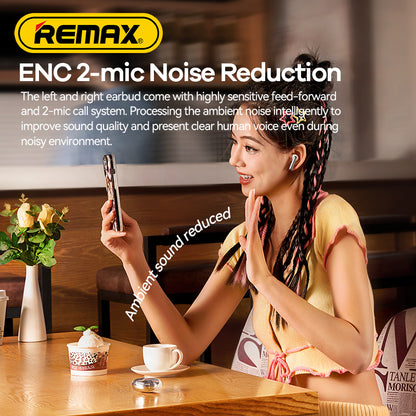 REMAX CozyBuds W13 ENC True Wireless Earbuds Noise Canceling Bluetooth Earphone Dual-Mic For Call And Music - My Store