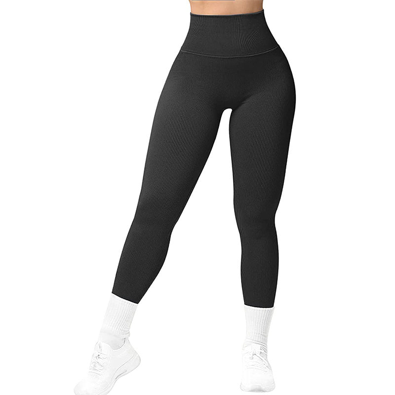 High Waist Seamless Leggings Threaded Knitted Fitness Pants Solid Women's Slimming Sports Yoga Pants Elastic Running Sport Leggings - My Store