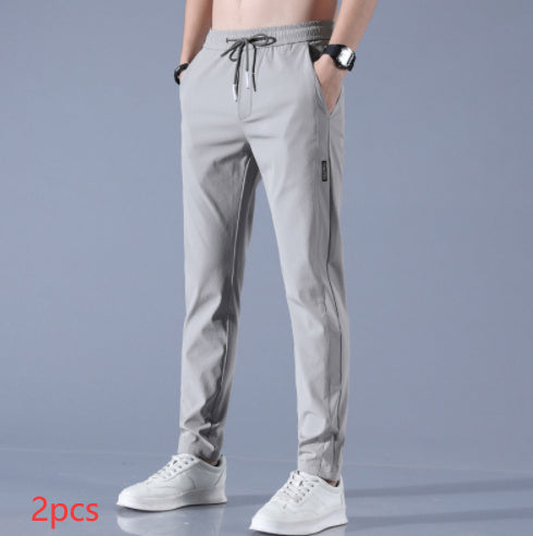 Summer Ice Silk Men's Stretch Breathable Straight Sports Trousers - My Store