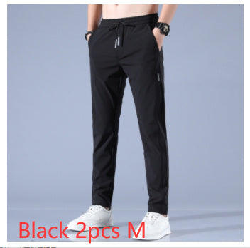 Ice Silk Pants Men'S Summer Thin Casual Pants Loose Straight Breathable - My Store