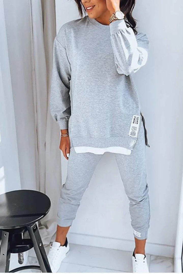 Women's Sports Suit Fashion Slit Design Sweatshirt Top - My Store