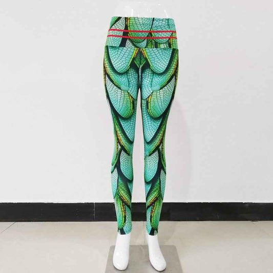 Vibrant Green Patterned Sports Leggings for Women - Muscle Gain Cy eStore