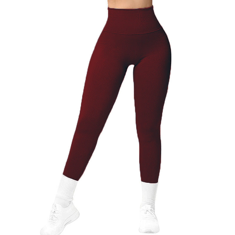 High Waist Seamless Leggings Threaded Knitted Fitness Pants Solid Women's Slimming Sports Yoga Pants Elastic Running Sport Leggings - My Store