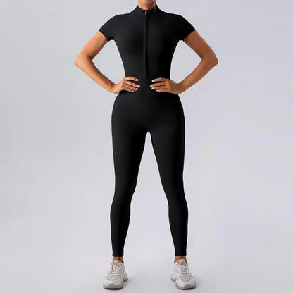 European And American Zipper Yoga Jumpsuit Long-sleeved Fitness Pants - My Store