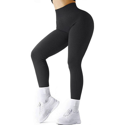 High Waist Seamless Leggings Threaded Knitted Fitness Pants Solid Women's Slimming Sports Yoga Pants Elastic Running Sport Leggings - My Store