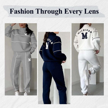 Womens 2 Piece Outfits Lounge Hoodless Pullover Sweatshirt Sweatsuit Sets Sweatshirt Baggy Fashion Sweatpants With Pockets - My Store