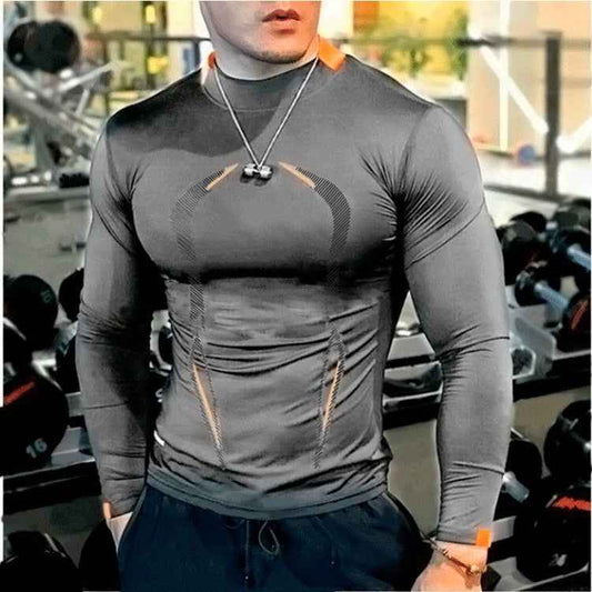 Men Fitness Quick Drying Clothes Long Sleeve Shirt - Muscle Gain Cy eStore